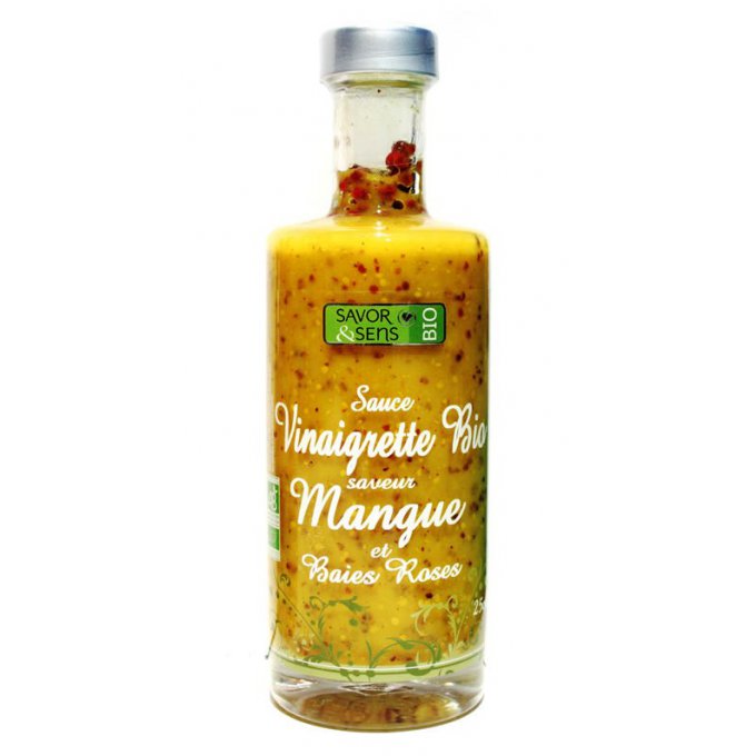 Vinaigrette bio saveur mangue et baies roses