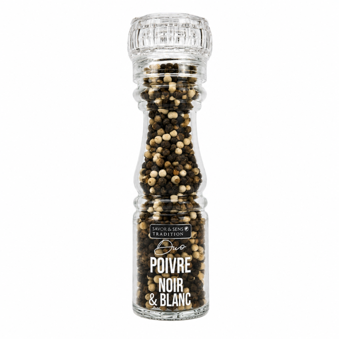Moulin duo poivre noir et blanc Savor & Sens 70g