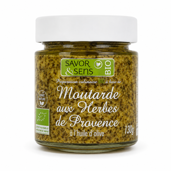 Moutarde bio aux herbes de Provence Savor & Sens 130g