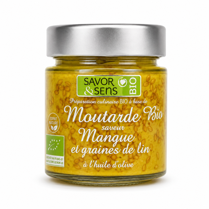 Moutarde bio mangue graines de lin Savor & Sens 130g