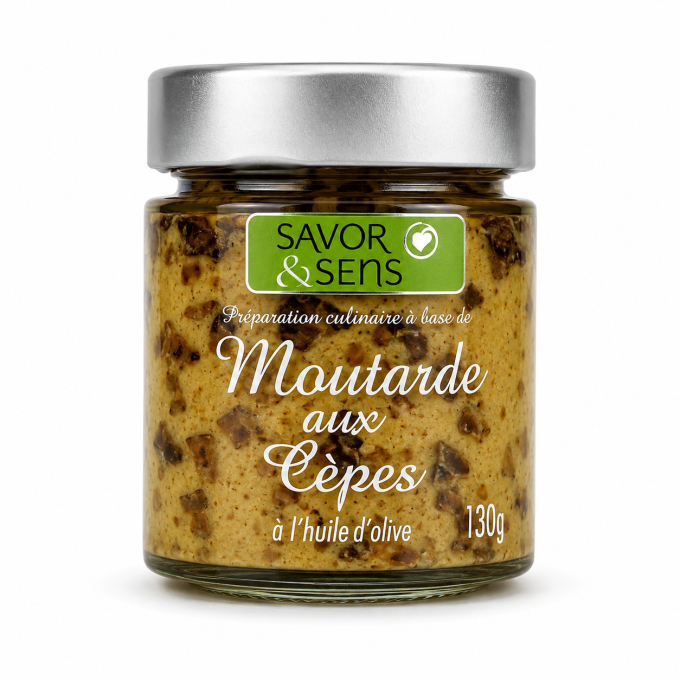 Moutarde aux cèpes Savor & Sens 130g – condiment gourmand