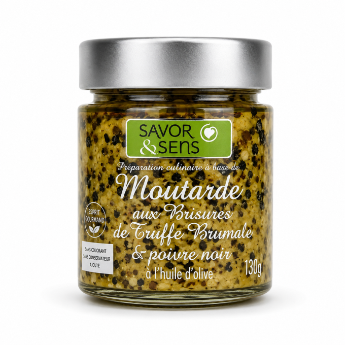 Moutarde truffe noire poivre noir Savor & Sens 130g
