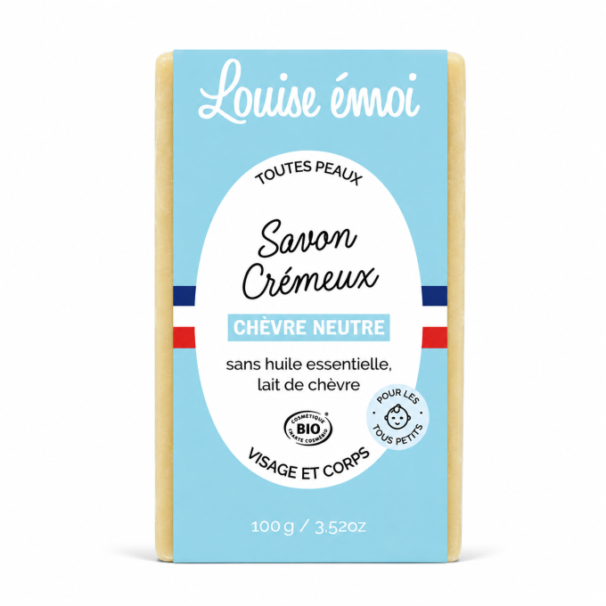 Savon Crémeux Bio Chèvre Neutre Louise Émoi 100 g – Sans Huiles Essentielles