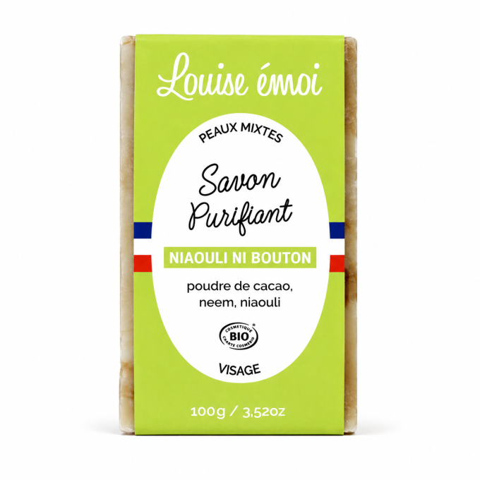 Savon Purifiant Bio Niaouli Ni Bouton Louise Émoi 100 g – Peaux Mixtes à Imperfections