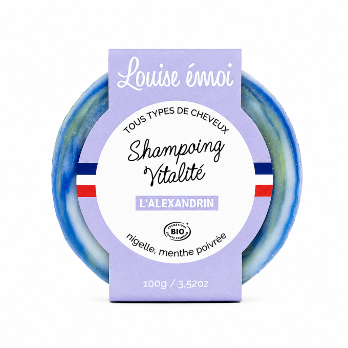 Shampoing Solide Bio L’Alexandrin Louise Émoi 100 g – Tous Types de Cheveux