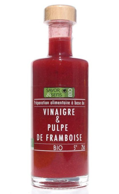 Vinaigre de cidre bio pulpe de framboise Savor & Sens 25cl